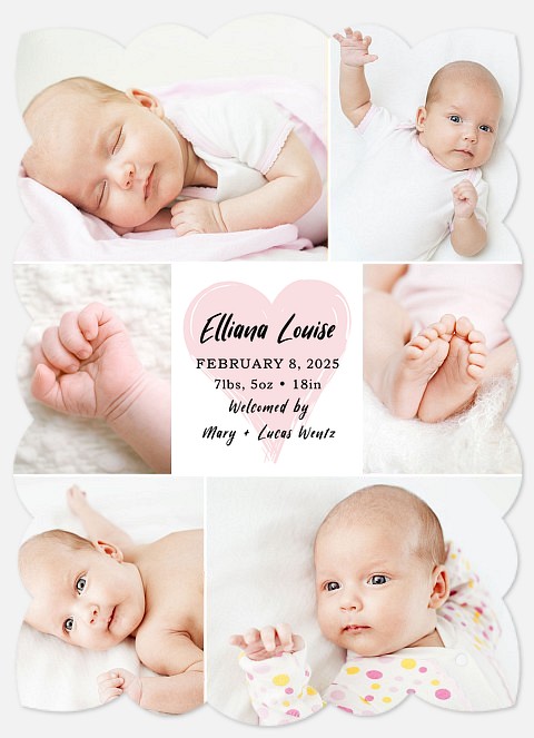 Whole Heart Baby Girl Birth Announcements