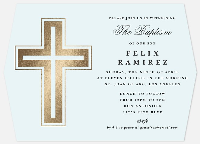 Classic Crucifix Boy Baptism Invitations