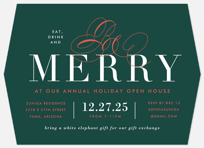 Bold Merry Holiday Party Invitations