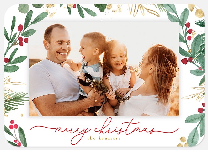 Golden Holly Photo Christmas Cards