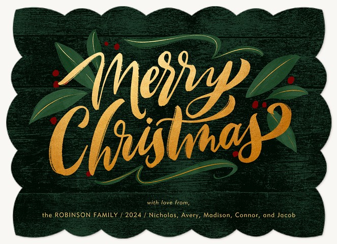 Brushy Lettering Personalized Holiday Cards