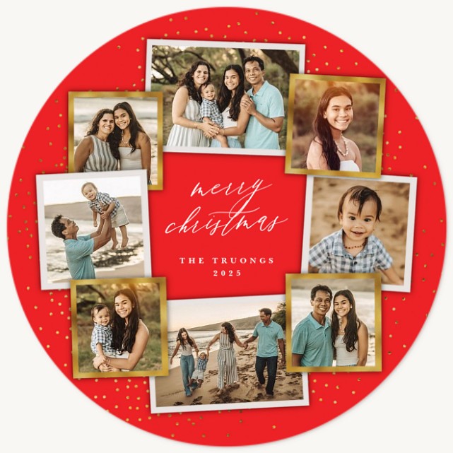Circle Collage Personalized Holiday Cards