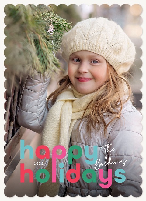 Bright Retro Personalized Holiday Cards