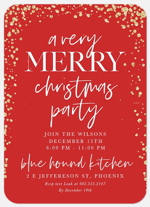 Sparkling Confetti Holiday Party Invitations