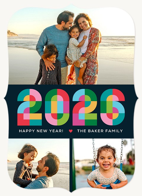 Number Blocks Personalized Holiday Cards