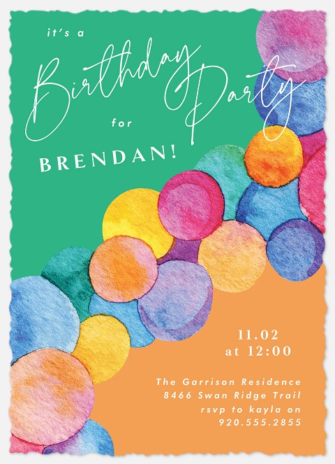 Watercolor Balloons Kids' Birthday Invitations