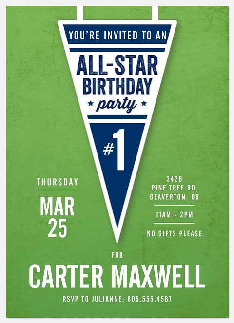 All-Star Pennant Kids' Birthday Invitations