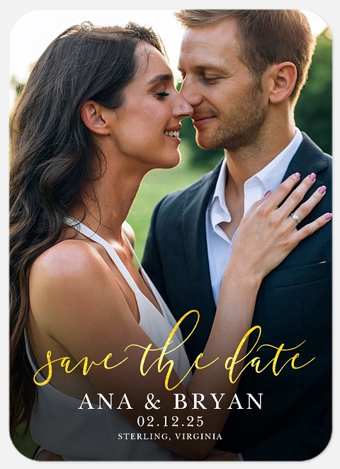 Golden Script Save the Date Photo Cards