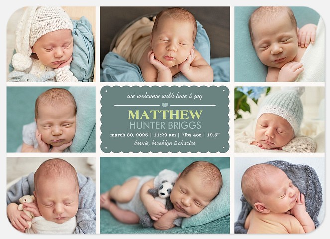 Eight X Love Baby Birth Announcements