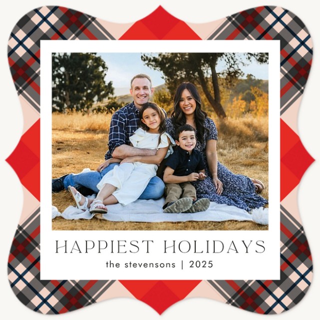 Plaid Frame Personalized Holiday Cards