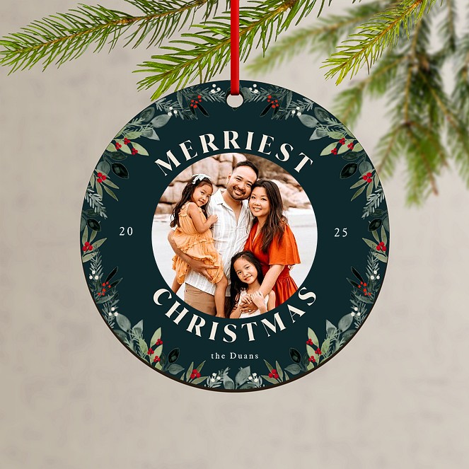 Rounded Merry Custom Ornaments