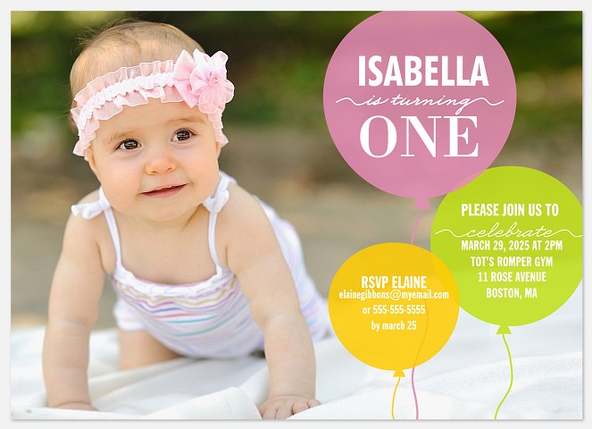 Big Balloons First Birthday Invitations