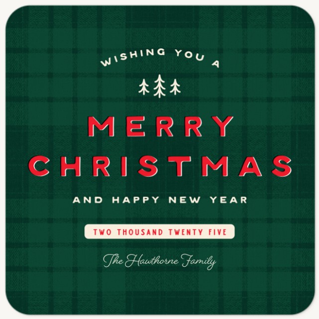 Plaid Trees Personalized Holiday Cards