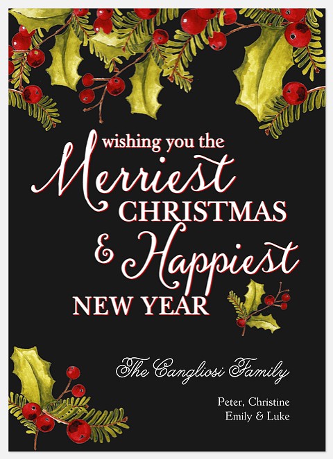 Classic Holly Holiday Photo Cards