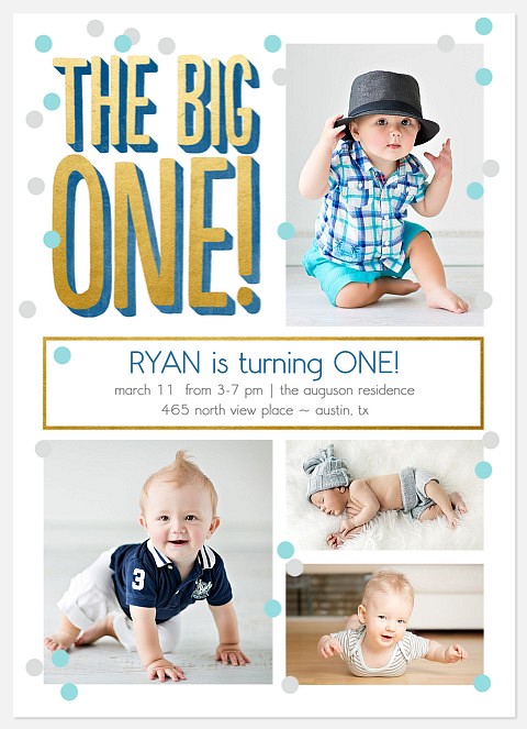Floating Confetti First Birthday Invitations
