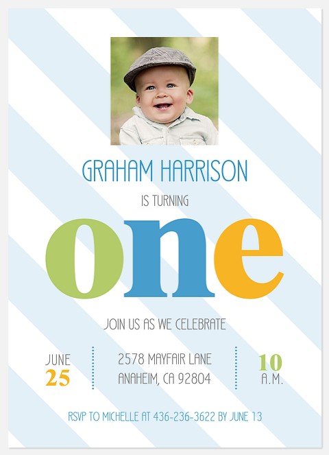 Wonderful Stripes Kids' Birthday Invitations