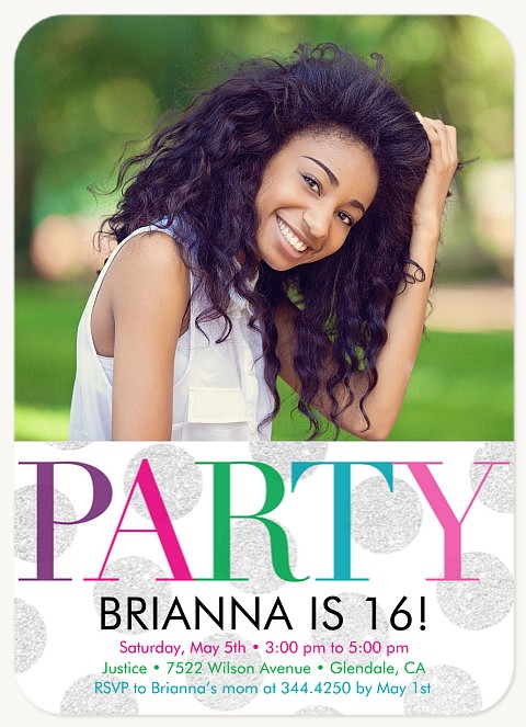 Glitter Dots Teen Birthday Invitations
