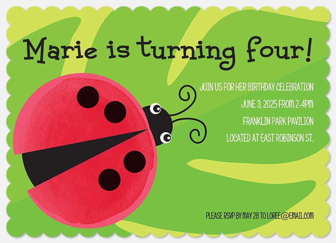 Little Lovebug Kids' Birthday Invitations