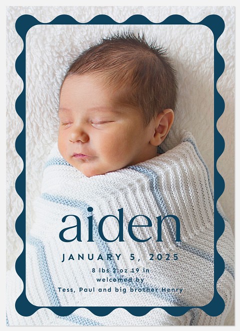 Wavy Welcome Baby Birth Announcements