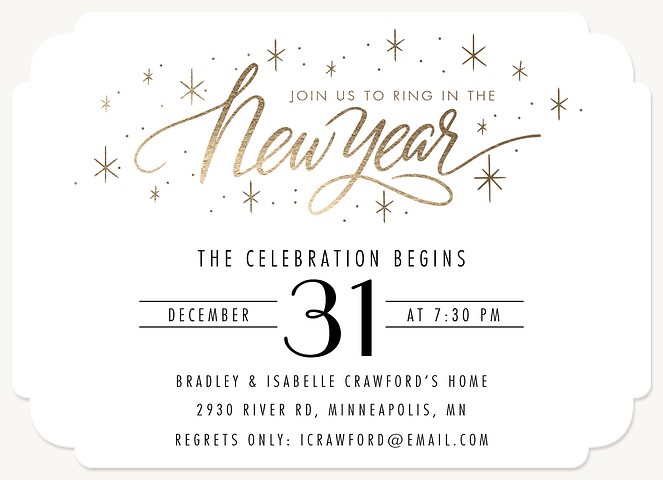 New Year Sparkles Holiday Party Invitations