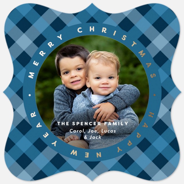Checkered Plaid Holiday Photo Cards