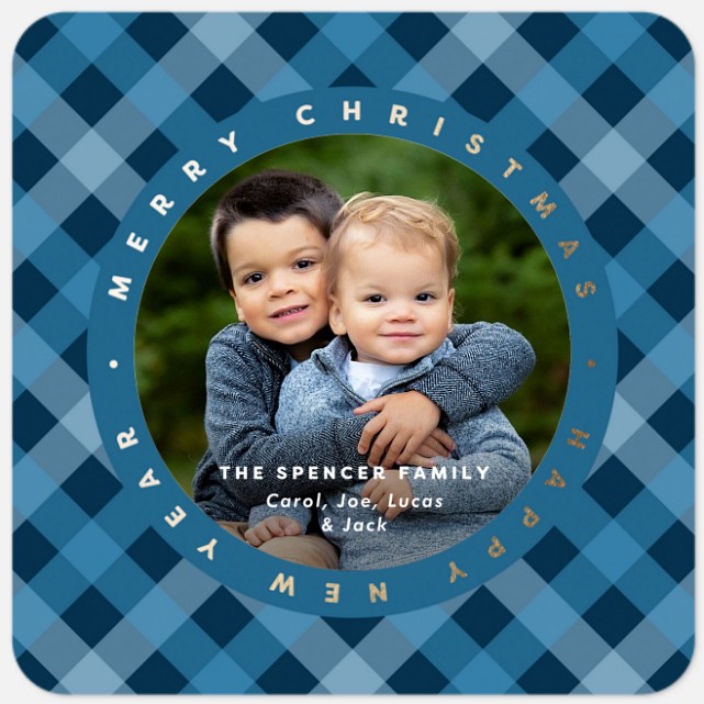 Checkered Plaid Holiday Photo Cards