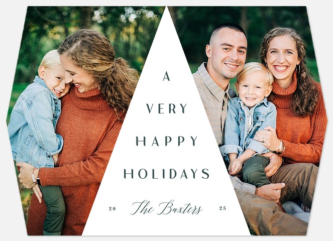 Geometric Pine Holiday Photo Cards