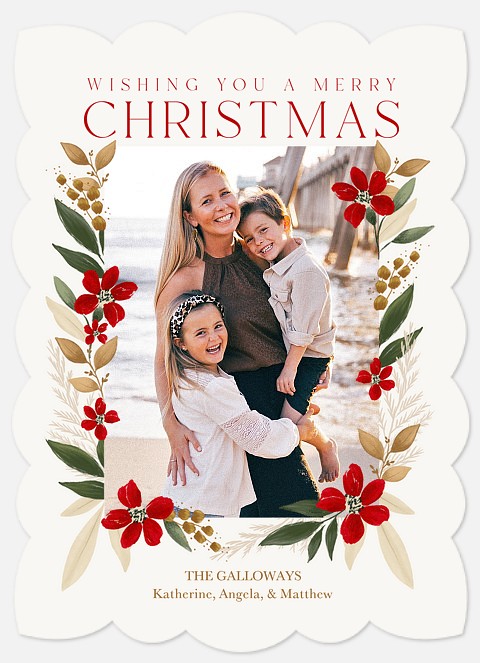Painted Florals Holiday Photo Cards