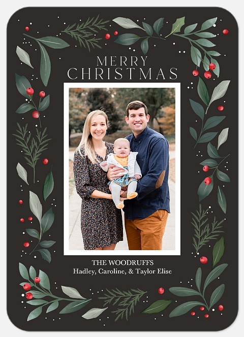 Botanical Flora Holiday Photo Cards