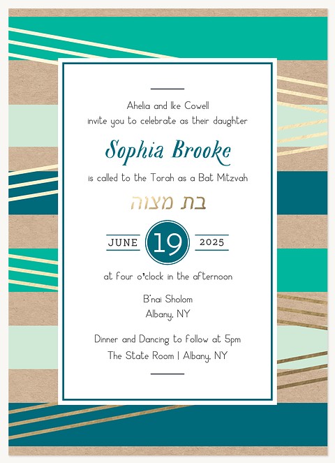 Seaside Bands Bat Mitzvah Invitations