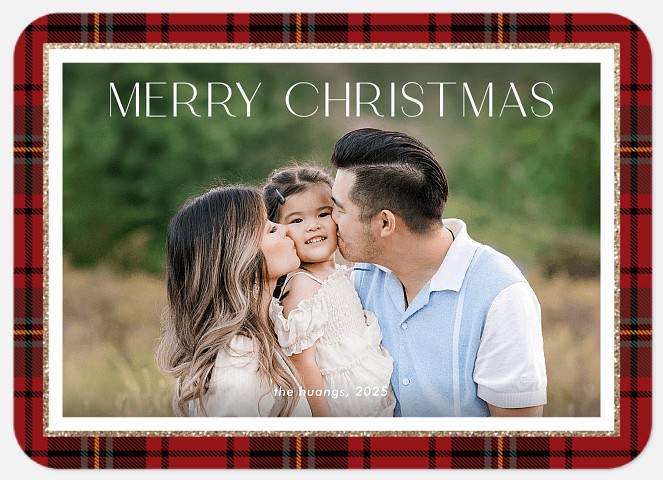 Gilded Tartan Holiday Photo Cards