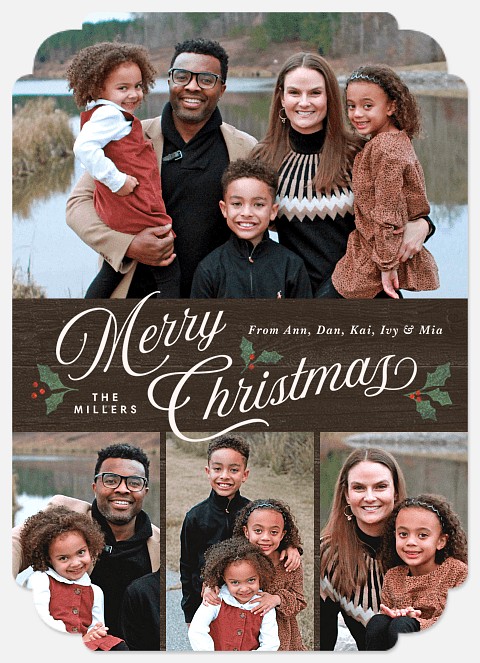 Vintage Holly Holiday Photo Cards