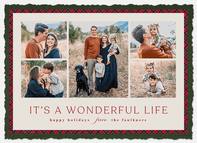 Plaid Trim Holiday Photo Cards
