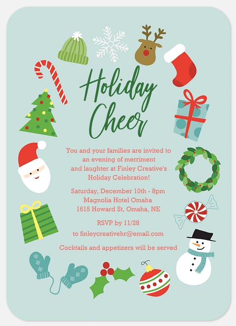 Festive Icons Holiday Party Invitations