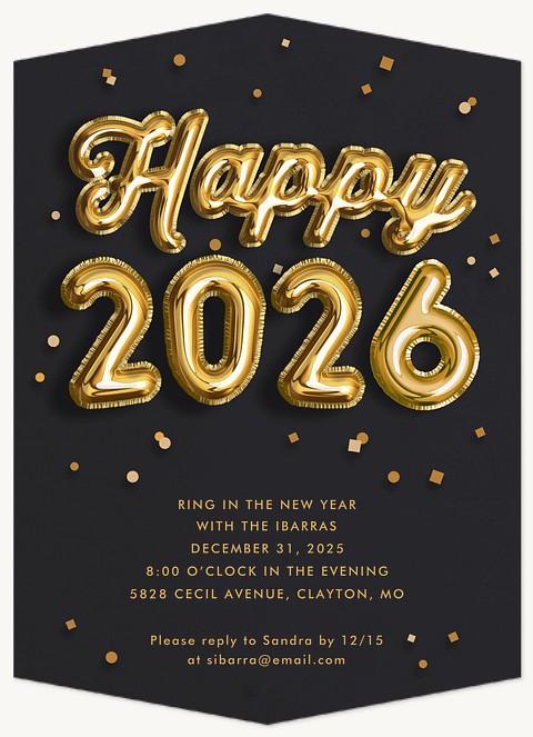 Gold Balloons Holiday Party Invitations