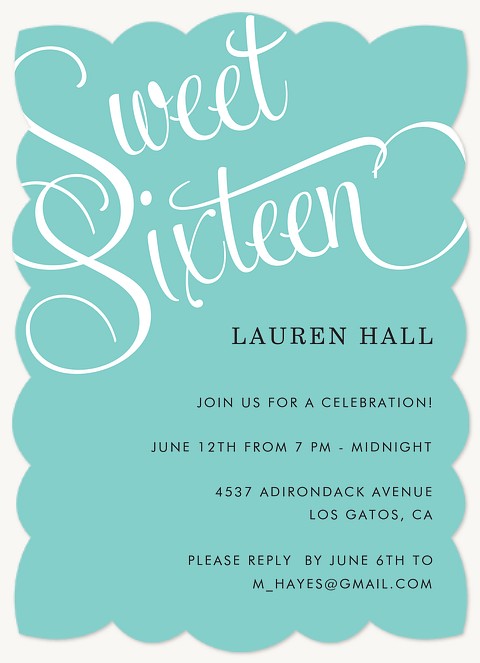 Simply Sixteen Teen Birthday Invitations