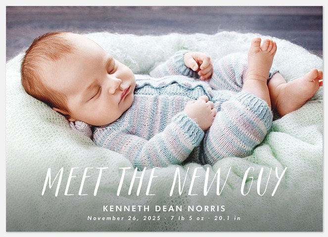 The New Guy Baby Birth Announcements