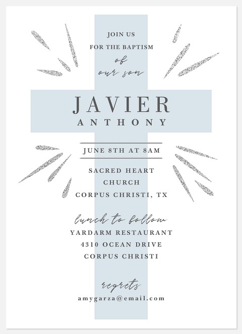 Luminous Cross Baptism Christening Invitations