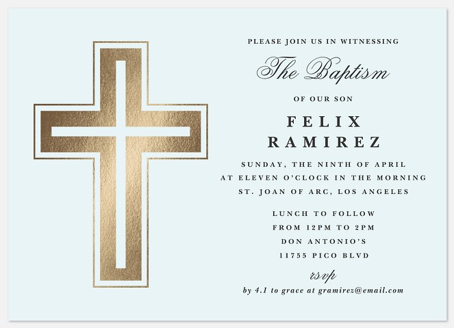Classic Crucifix Baptism Christening Invitations