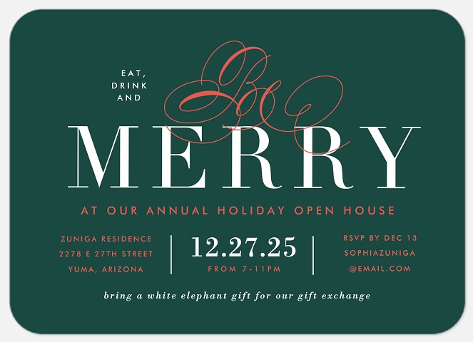 Bold Merry Holiday Party Invitations