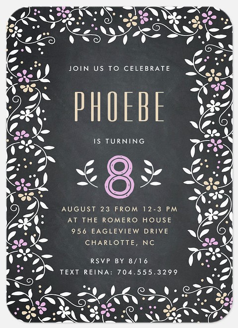 Chalkboard Garden Kids' Birthday Invitations