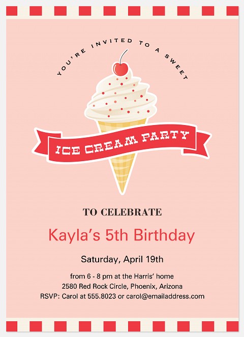 Ice-cream Social  Kids' Birthday Invitations