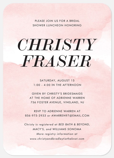 Blushing Bride Bridal Shower Invitations