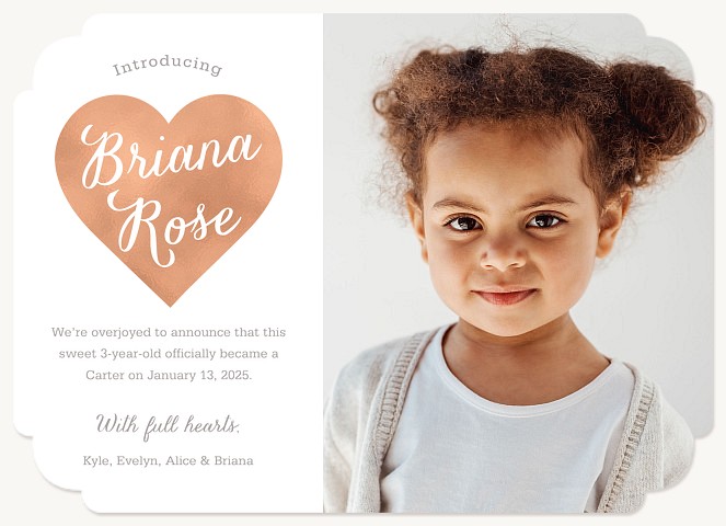 Rose Gold Heart Adoption Announcements