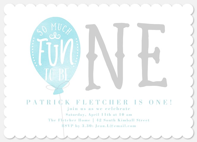 One Balloon Kids' Birthday Invitations