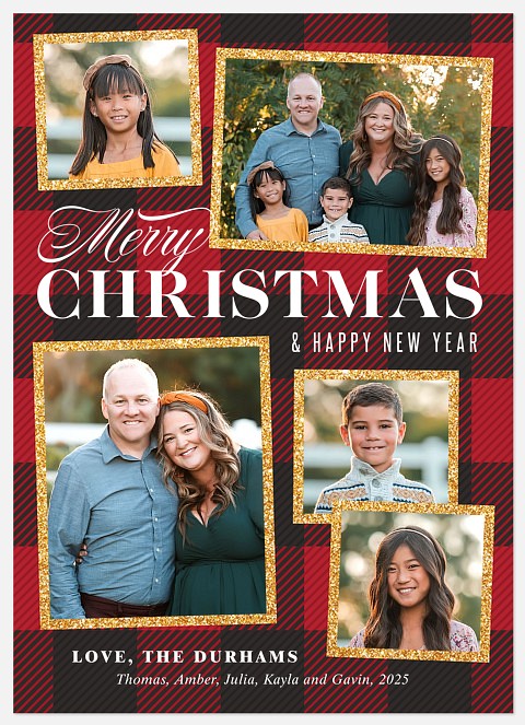 Gingham Glitz Holiday Photo Cards