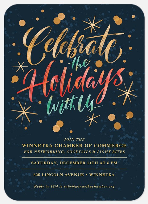 Celebratory Sparkle Holiday Party Invitations