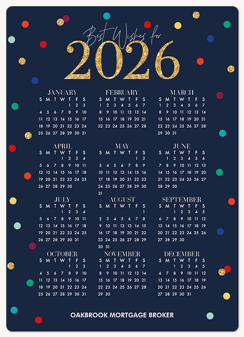 Confetti Calendar Holiday & Christmas Magnet Cards