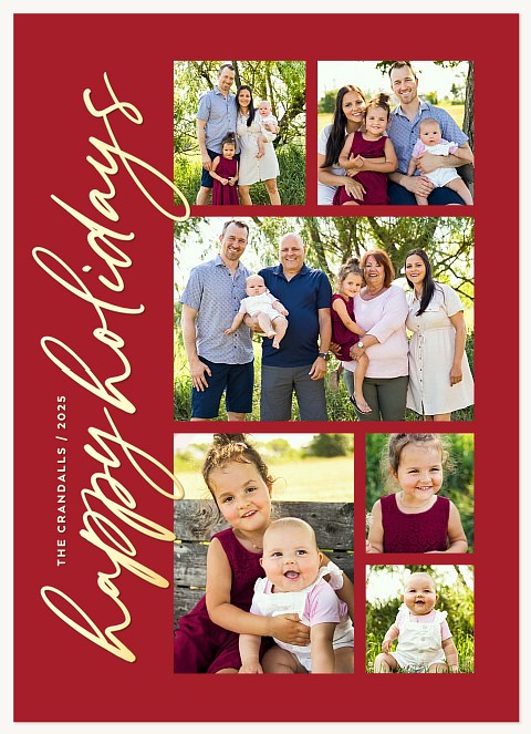 Vertical Script Personalized Holiday Cards