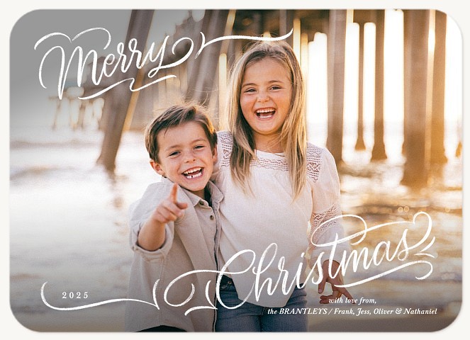 Flourished Corners Personalized Holiday Cards